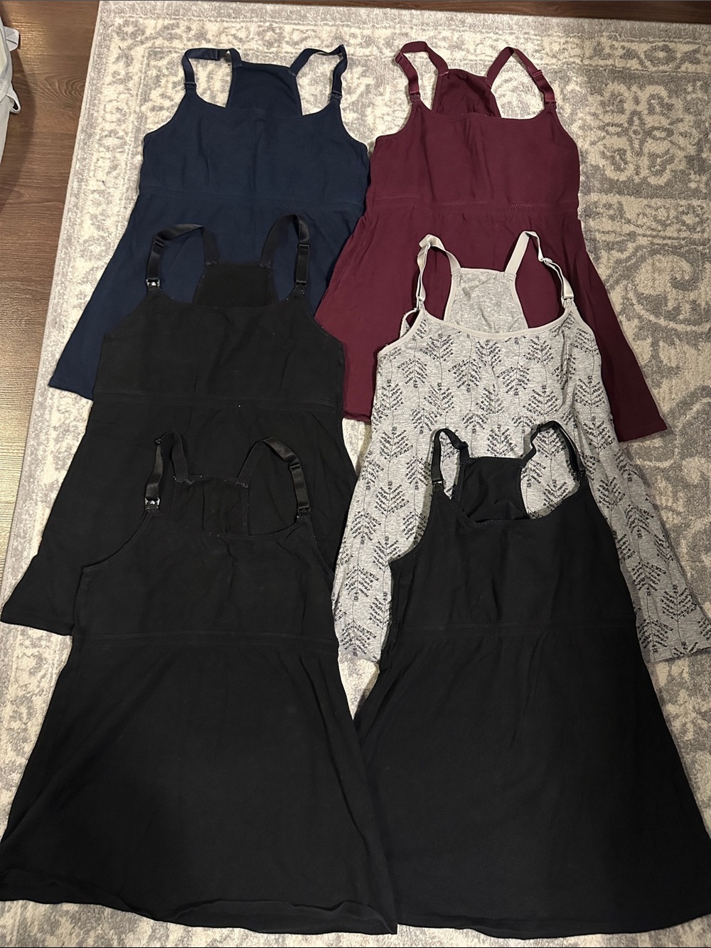 Lot of 6 Racerback Maternity Nursing Tank Tops with Bralette in Organic Cotton